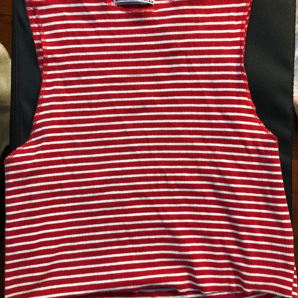 Red & white striped top